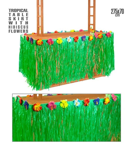 Widmann SRL Tafelrandversiering met hibiscus bloemen 275x70cm Roos