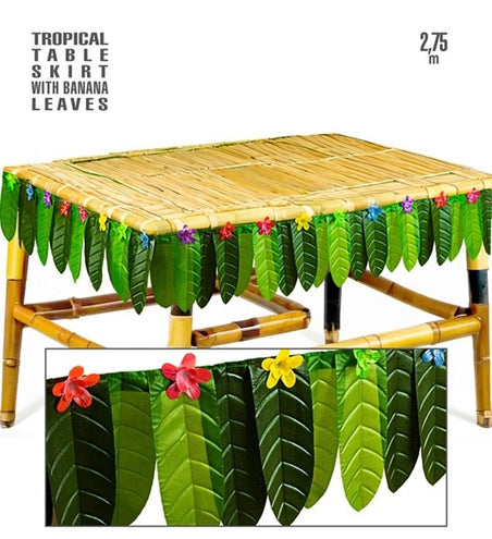Widmann SRL Tafelrandversiering tropical met bananenblad 275cm