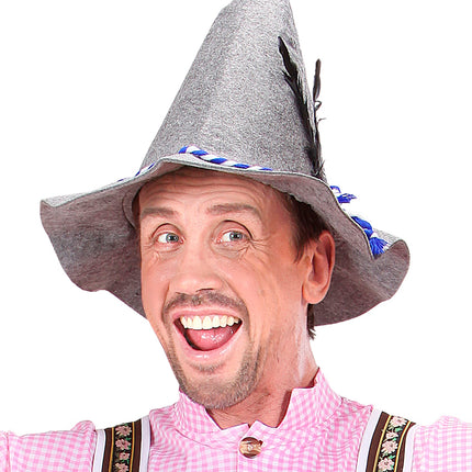 Widmann SRL Tiroler hoed Oktoberfest grijs met veer