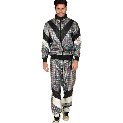 Widmann SRL Trainingspak disco jaren 80 zilver reflecterend