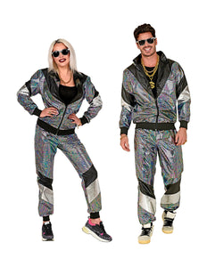 Widmann SRL Trainingspak disco jaren 80 zilver reflecterend