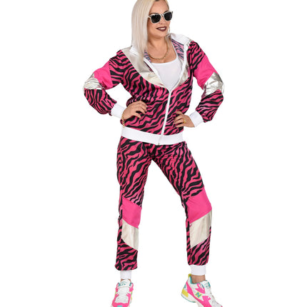 Widmann SRL Trainingspak tijger neon roze jaren 80