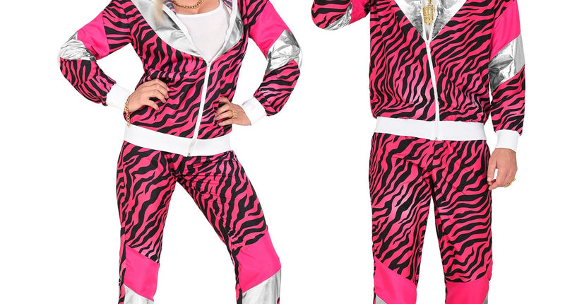 Widmann SRL Trainingspak tijger neon roze jaren 80