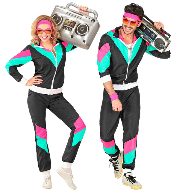 mewjoy 2-delige 80s Hippie Disco outfit voor mannen 90s pak kostuum kleurblok windjack Hip Hop sportkleding, lichtblauw, S mewjoy 2-delige 80s Hippie Disco outfit voor mannen 90s pak kostuum kleurblok windjack Hip Hop sportkleding, lichtblauw, S