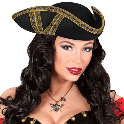 Widmann SRL Tricorn hoed met gouden biesje