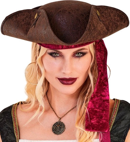 Widmann SRL Tricorn hoed verweerd leer bruin Julia