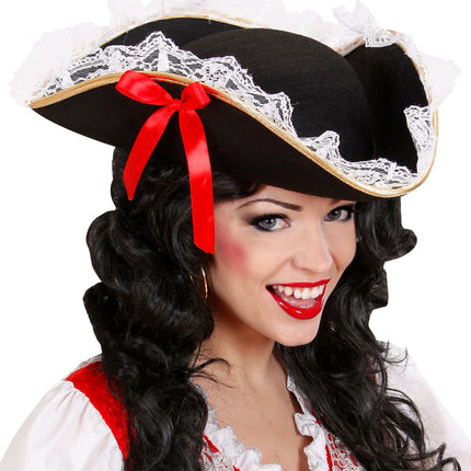 Widmann SRL Tricorn hoge hoed met kant en strik