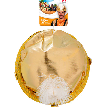 Widmann SRL Tulband sultan in goud met nep parels