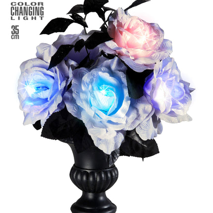 Widmann SRL Vaas met 6 witte rozen met kleurverlichting