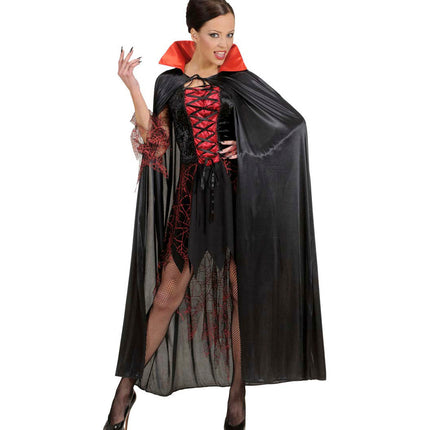 Widmann SRL Vampier cape zwart met rode kraag volwassenen