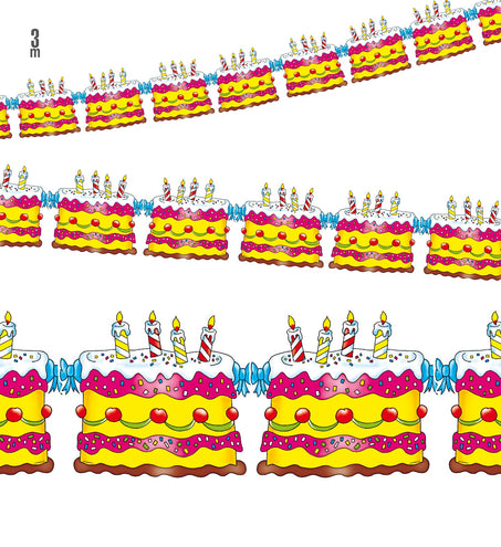 Widmann SRL Verjaardag slinger taarten 3 meter