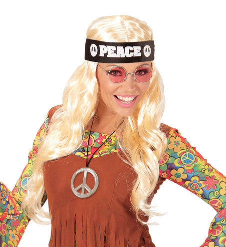 Widmann SRL Verkleedset Hippie peace met bril ketting en haarband