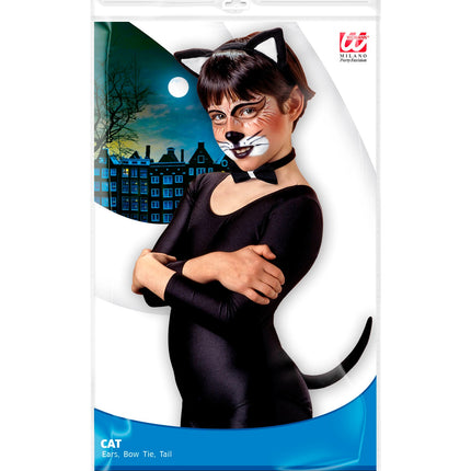 Widmann SRL Verkleedset kat oren staart en strik