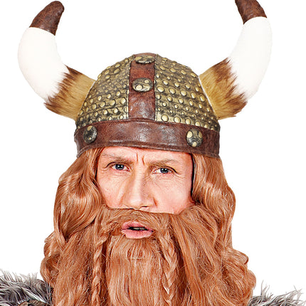 Widmann SRL Viking helm met hoorns van vacht