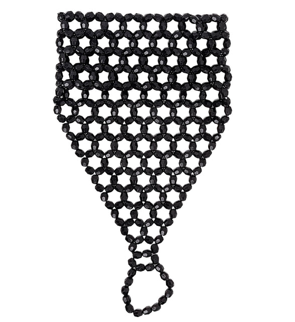 Widmann SRL Vingerhandschoen uit zwarte pareltjes