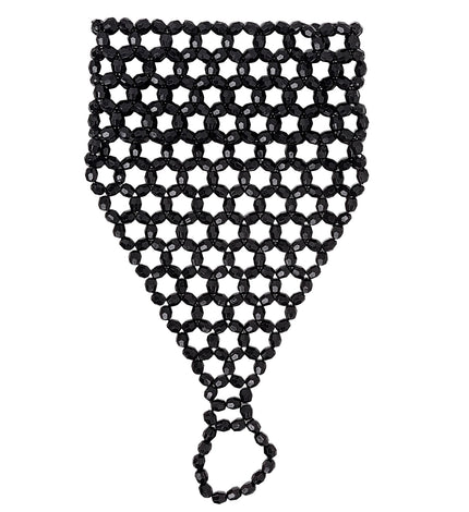 Widmann SRL Vingerhandschoen uit zwarte pareltjes