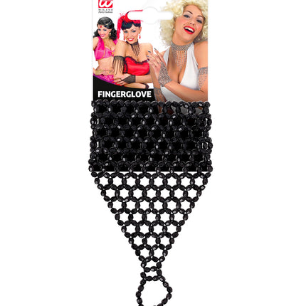 Widmann SRL Vingerhandschoen uit zwarte pareltjes