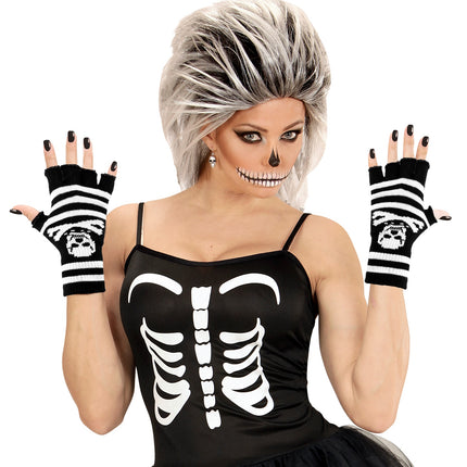 Widmann SRL Vingerloze handschoenen skelet piraat