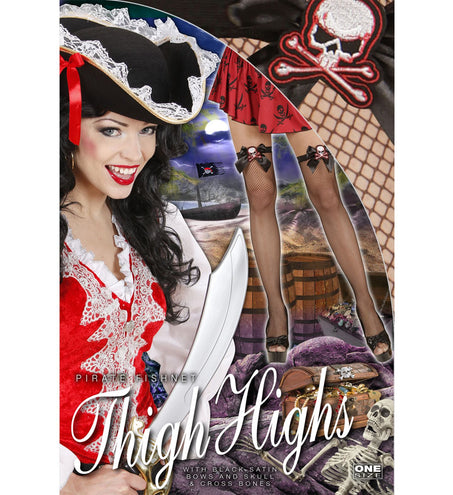 Widmann SRL Visnet kniekousen piraat met zwart strikje