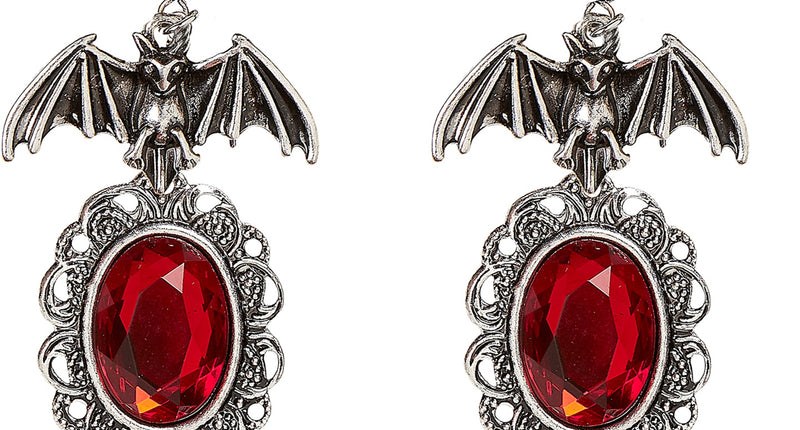 Widmann SRL Vleermuis oorringen met rode steen