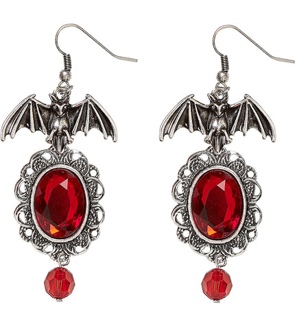 Widmann SRL Vleermuis oorringen met rode steen