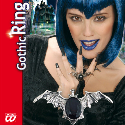 Widmann SRL Vleermuis ring met zwarte gemsteen