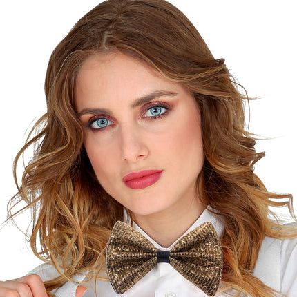 Widmann SRL Vlinderdas glitter Sheldon goud