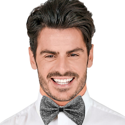 Widmann SRL Vlinderdas glitter Sheldon zilver