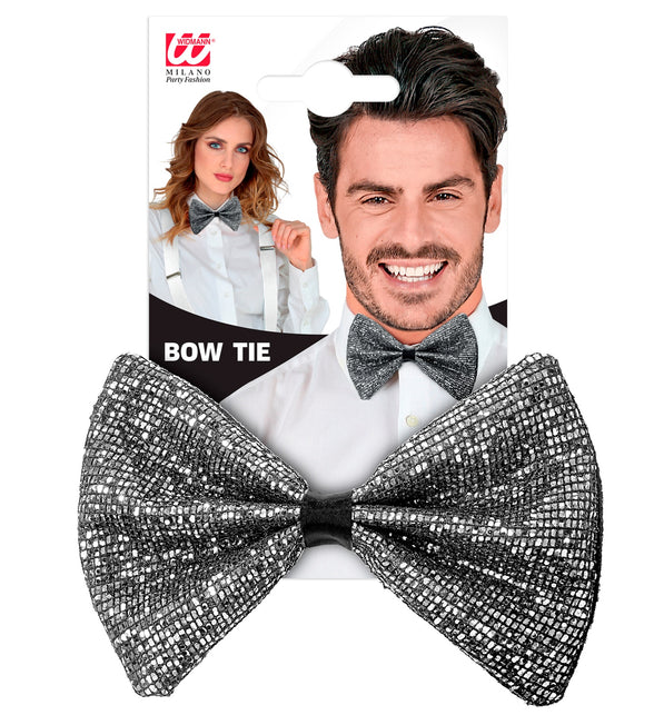 Widmann SRL Vlinderdas glitter Sheldon zilver