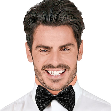 Widmann SRL Vlinderdas glitter Sheldon zwart