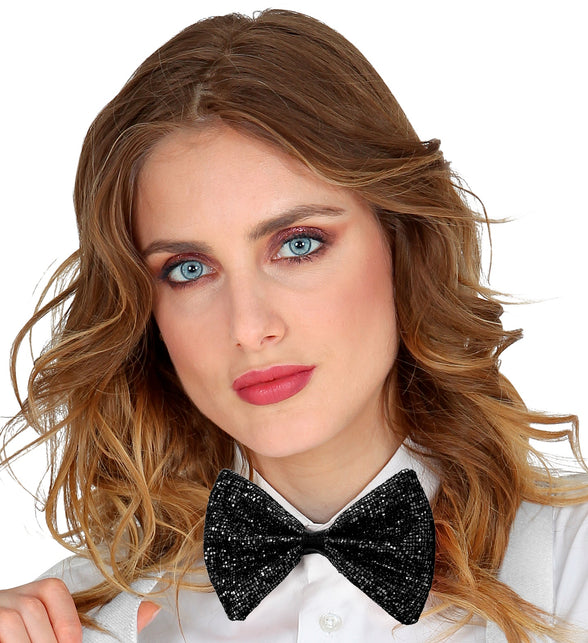 Widmann SRL Vlinderdas glitter Sheldon zwart