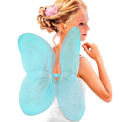 Widmann SRL Vlindervleugels glitter blauw kinderen
