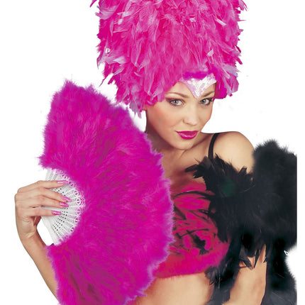 Widmann SRL Waaier roze met veren