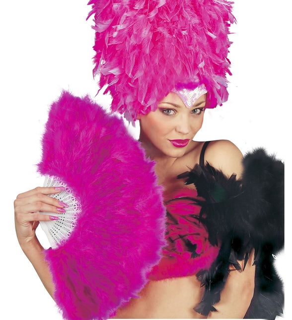 Widmann SRL Waaier roze met veren