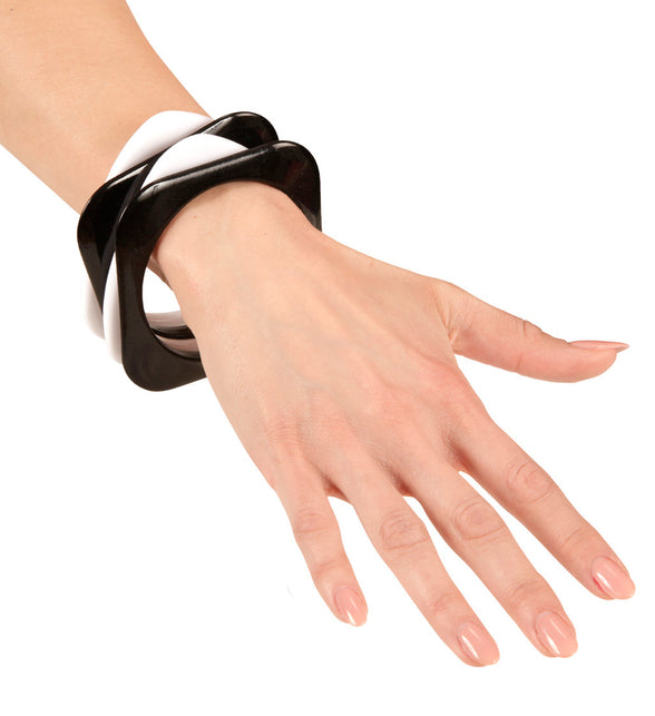 Widmann SRL Wit met zwarte disco armbandjes