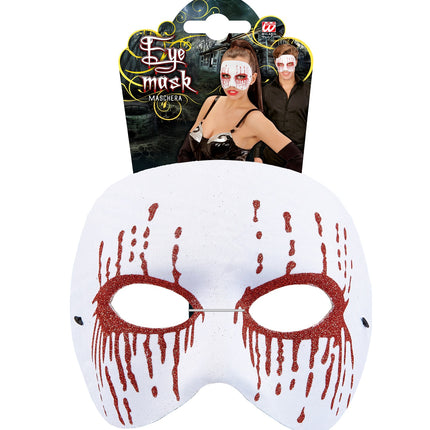 Widmann SRL Wit psychomasker met bloedende ogen