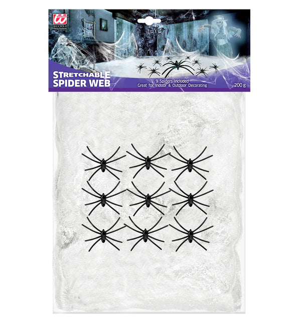 Widmann SRL Wit spinnenweb met negen spinnen