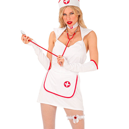 Widmann SRL Witte kousenband met rode steen