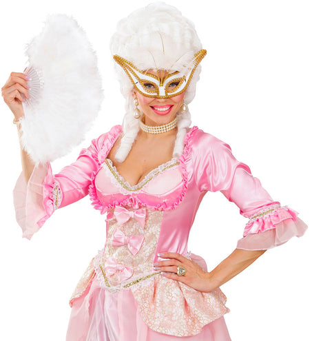 Widmann SRL Witte oogmaskers met veertjes