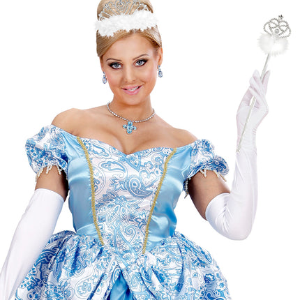 Widmann SRL Witte prinsessenkroon met marabou