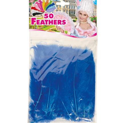 Widmann SRL zakje met 50 veertjes blauw