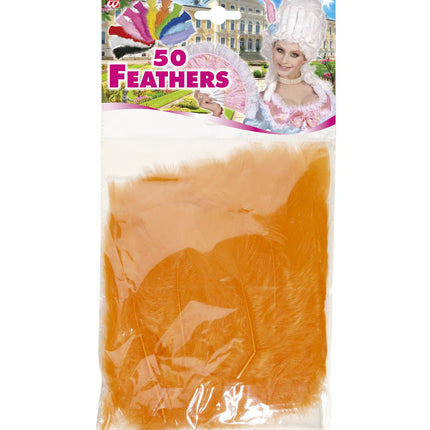 Widmann SRL zakje met 50 veertjes oranje
