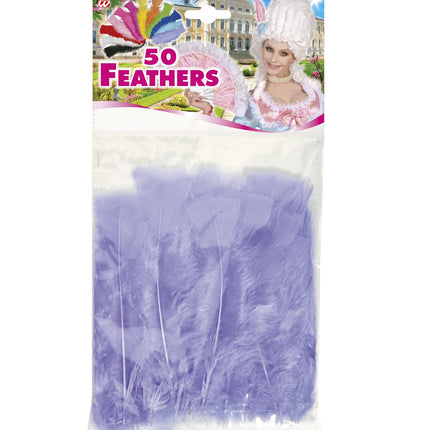 Widmann SRL zakje met 50 veertjes paars
