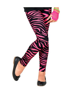Widmann SRL Zebra legging disco neon roze kinderen