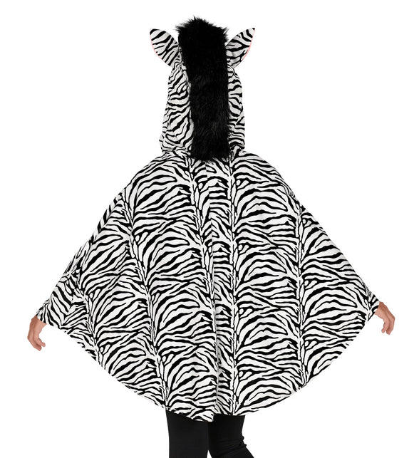 Widmann SRL Zebra poncho kinderen met muts