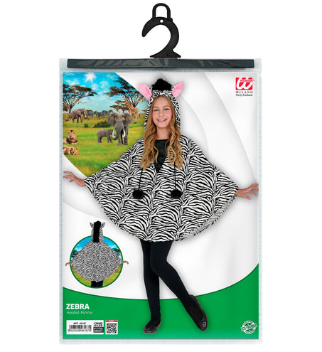 Widmann SRL Zebra poncho kinderen met muts