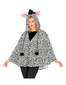 Widmann SRL Zebra poncho volwassenen met muts