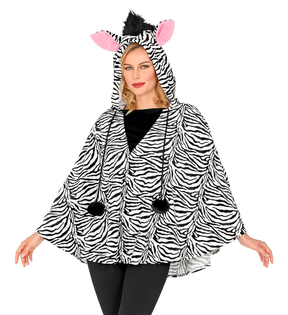 Widmann SRL Zebra poncho volwassenen met muts