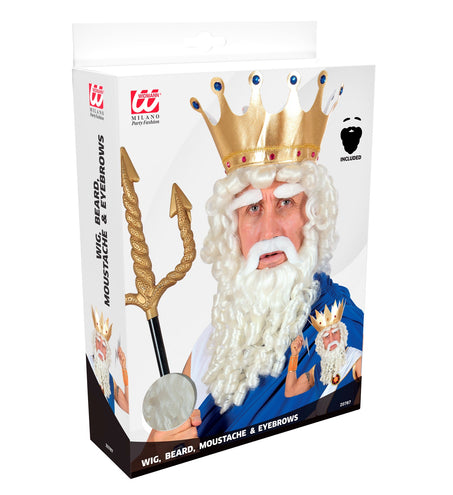 Widmann SRL Zeus pruik Olympische god compleet