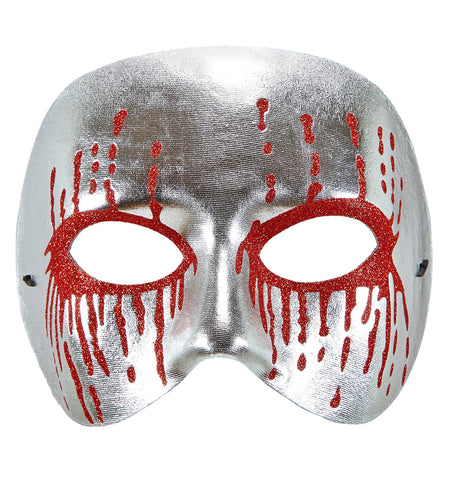 Widmann SRL Zilver metallic psychomasker met bloedende ogen